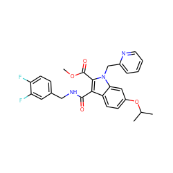 COC(=O)c1c(C(=O)NCc2ccc(F)c(F)c2)c2ccc(OC(C)C)cc2n1Cc1ccccn1 ZINC000096172210