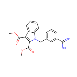 COC(=O)c1c(C(=O)OC)n(Cc2cccc(C(=N)N)c2)c2ccccc12 ZINC000003831834