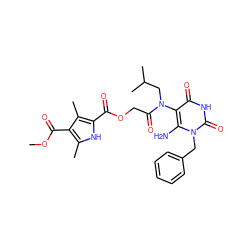 COC(=O)c1c(C)[nH]c(C(=O)OCC(=O)N(CC(C)C)c2c(N)n(Cc3ccccc3)c(=O)[nH]c2=O)c1C ZINC000024746067