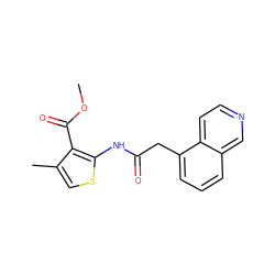 COC(=O)c1c(C)csc1NC(=O)Cc1cccc2cnccc12 ZINC000066074089