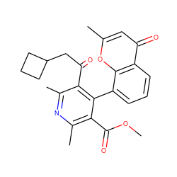 COC(=O)c1c(C)nc(C)c(C(=O)CC2CCC2)c1-c1cccc2c(=O)cc(C)oc12 ZINC001772598948