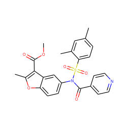 COC(=O)c1c(C)oc2ccc(N(C(=O)c3ccncc3)S(=O)(=O)c3ccc(C)cc3C)cc12 ZINC000000645618