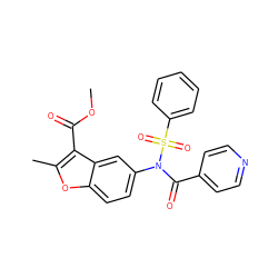 COC(=O)c1c(C)oc2ccc(N(C(=O)c3ccncc3)S(=O)(=O)c3ccccc3)cc12 ZINC000001209923