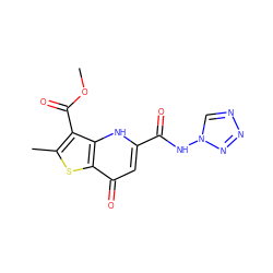 COC(=O)c1c(C)sc2c(=O)cc(C(=O)Nn3cnnn3)[nH]c12 ZINC000027441926