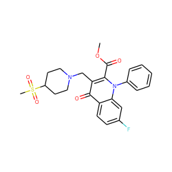 COC(=O)c1c(CN2CCC(S(C)(=O)=O)CC2)c(=O)c2ccc(F)cc2n1-c1ccccc1 ZINC000095560596