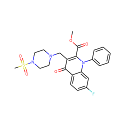 COC(=O)c1c(CN2CCN(S(C)(=O)=O)CC2)c(=O)c2ccc(F)cc2n1-c1ccccc1 ZINC000095561080