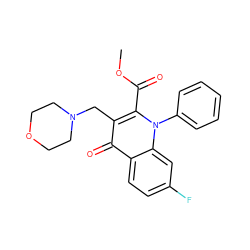 COC(=O)c1c(CN2CCOCC2)c(=O)c2ccc(F)cc2n1-c1ccccc1 ZINC000095560537