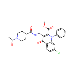 COC(=O)c1c(CNC(=O)C2CCN(C(C)=O)CC2)c(=O)c2ccc(Cl)cc2n1-c1ccccc1 ZINC000096170222