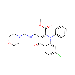 COC(=O)c1c(CNC(=O)N2CCOCC2)c(=O)c2ccc(Cl)cc2n1-c1ccccc1 ZINC000096170299