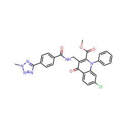 COC(=O)c1c(CNC(=O)c2ccc(-c3nnn(C)n3)cc2)c(=O)c2ccc(Cl)cc2n1-c1ccccc1 ZINC000096170221