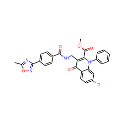 COC(=O)c1c(CNC(=O)c2ccc(-c3noc(C)n3)cc2)c(=O)c2ccc(Cl)cc2n1-c1ccccc1 ZINC000096170217