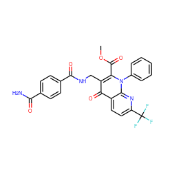 COC(=O)c1c(CNC(=O)c2ccc(C(N)=O)cc2)c(=O)c2ccc(C(F)(F)F)nc2n1-c1ccccc1 ZINC000096170247