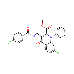 COC(=O)c1c(CNC(=O)c2ccc(Cl)cc2)c(=O)c2ccc(Cl)cc2n1-c1ccccc1 ZINC000096170224