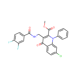 COC(=O)c1c(CNC(=O)c2ccc(F)c(F)c2)c(=O)c2ccc(Cl)cc2n1-c1ccccc1 ZINC000096170229