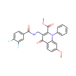 COC(=O)c1c(CNC(=O)c2ccc(F)c(F)c2)c(=O)c2ccc(OC)cc2n1-c1ccccc1 ZINC000096170254