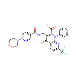 COC(=O)c1c(CNC(=O)c2ccc(N3CCOCC3)nc2)c(=O)c2ccc(C(F)(F)F)nc2n1-c1ccccc1 ZINC000096170244