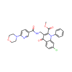 COC(=O)c1c(CNC(=O)c2ccc(N3CCOCC3)nc2)c(=O)c2ccc(Cl)cc2n1-c1ccccc1 ZINC000096170204