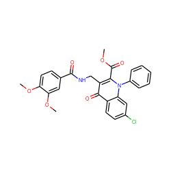 COC(=O)c1c(CNC(=O)c2ccc(OC)c(OC)c2)c(=O)c2ccc(Cl)cc2n1-c1ccccc1 ZINC000096170235