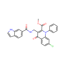 COC(=O)c1c(CNC(=O)c2ccc3cc[nH]c3c2)c(=O)c2ccc(Cl)cc2n1-c1ccccc1 ZINC000169694281