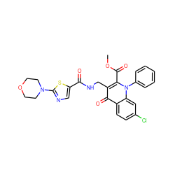 COC(=O)c1c(CNC(=O)c2cnc(N3CCOCC3)s2)c(=O)c2ccc(Cl)cc2n1-c1ccccc1 ZINC000096170208