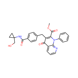 COC(=O)c1c(Cc2ccc(C(=O)NC3(CO)CC3)cc2)c(=O)c2cccnc2n1-c1ccccc1 ZINC000095578851