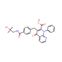 COC(=O)c1c(Cc2ccc(C(=O)NCC(C)(C)O)cc2)c(=O)c2cccnc2n1-c1ccccc1 ZINC000095580500