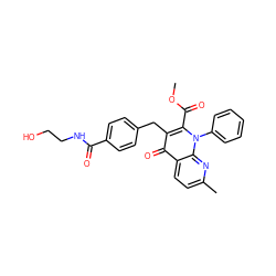 COC(=O)c1c(Cc2ccc(C(=O)NCCO)cc2)c(=O)c2ccc(C)nc2n1-c1ccccc1 ZINC000095562934