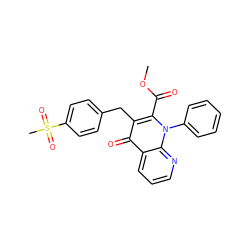 COC(=O)c1c(Cc2ccc(S(C)(=O)=O)cc2)c(=O)c2cccnc2n1-c1ccccc1 ZINC000095575451