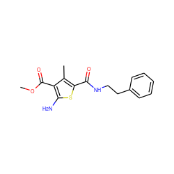 COC(=O)c1c(N)sc(C(=O)NCCc2ccccc2)c1C ZINC000002879775