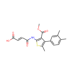 COC(=O)c1c(NC(=O)/C=C/C(=O)O)sc(C)c1-c1ccc(C)c(C)c1 ZINC000002758362