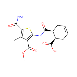 COC(=O)c1c(NC(=O)[C@H]2CC=CC[C@H]2C(=O)O)sc(C(N)=O)c1C ZINC000002486620