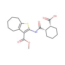 COC(=O)c1c(NC(=O)[C@H]2CCCC[C@H]2C(=O)O)sc2c1CCCCC2 ZINC000002748387