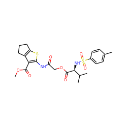 COC(=O)c1c(NC(=O)COC(=O)[C@@H](NS(=O)(=O)c2ccc(C)cc2)C(C)C)sc2c1CCC2 ZINC000002642350