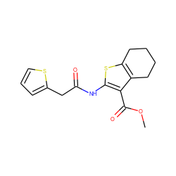 COC(=O)c1c(NC(=O)Cc2cccs2)sc2c1CCCC2 ZINC000000318046