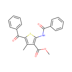 COC(=O)c1c(NC(=O)c2ccccc2)sc(C(=O)c2ccccc2)c1C ZINC000000628440