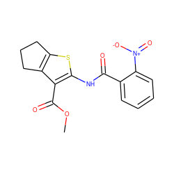 COC(=O)c1c(NC(=O)c2ccccc2[N+](=O)[O-])sc2c1CCC2 ZINC000000473688