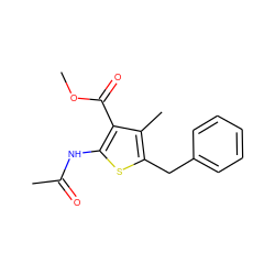 COC(=O)c1c(NC(C)=O)sc(Cc2ccccc2)c1C ZINC000000190990