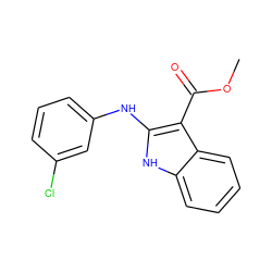 COC(=O)c1c(Nc2cccc(Cl)c2)[nH]c2ccccc12 ZINC000040412692