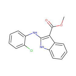 COC(=O)c1c(Nc2ccccc2Cl)[nH]c2ccccc12 ZINC000040980869