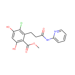 COC(=O)c1c(O)cc(O)c(Cl)c1CCC(=O)Nc1ccccn1 ZINC000299838167