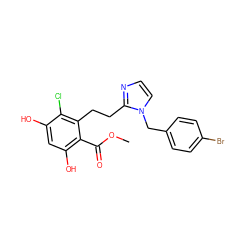 COC(=O)c1c(O)cc(O)c(Cl)c1CCc1nccn1Cc1ccc(Br)cc1 ZINC000653864117