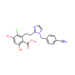 COC(=O)c1c(O)cc(O)c(Cl)c1CCc1nccn1Cc1ccc(C#N)cc1 ZINC000653887166