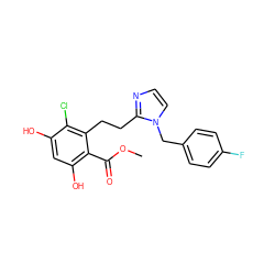 COC(=O)c1c(O)cc(O)c(Cl)c1CCc1nccn1Cc1ccc(F)cc1 ZINC000653901762