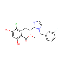 COC(=O)c1c(O)cc(O)c(Cl)c1CCc1nccn1Cc1cccc(F)c1 ZINC000653873024