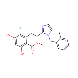 COC(=O)c1c(O)cc(O)c(Cl)c1CCc1nccn1Cc1ccccc1C ZINC000653916396