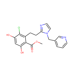 COC(=O)c1c(O)cc(O)c(Cl)c1CCc1nccn1Cc1cccnc1 ZINC000203532235