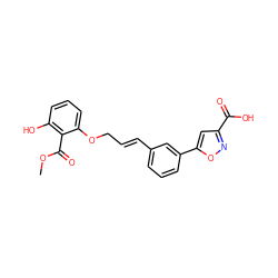 COC(=O)c1c(O)cccc1OC/C=C/c1cccc(-c2cc(C(=O)O)no2)c1 ZINC000013558901