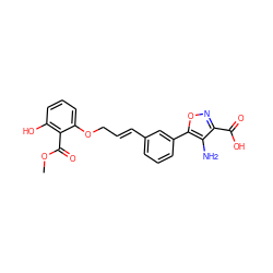 COC(=O)c1c(O)cccc1OC/C=C/c1cccc(-c2onc(C(=O)O)c2N)c1 ZINC000014954265