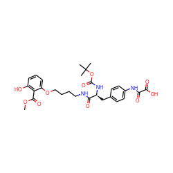 COC(=O)c1c(O)cccc1OCCCCNC(=O)[C@H](Cc1ccc(NC(=O)C(=O)O)cc1)NC(=O)OC(C)(C)C ZINC000014954172