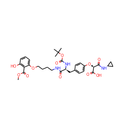 COC(=O)c1c(O)cccc1OCCCCNC(=O)[C@H](Cc1ccc(O[C@H](C(=O)O)C(=O)NC2CC2)cc1)NC(=O)OC(C)(C)C ZINC000003925746